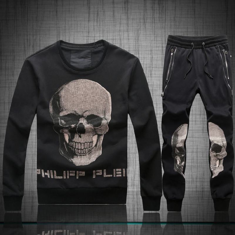 2015新品男士燙鉆骷髏頭爆款 philipp plein 衛衣衛褲PP男裝套裝