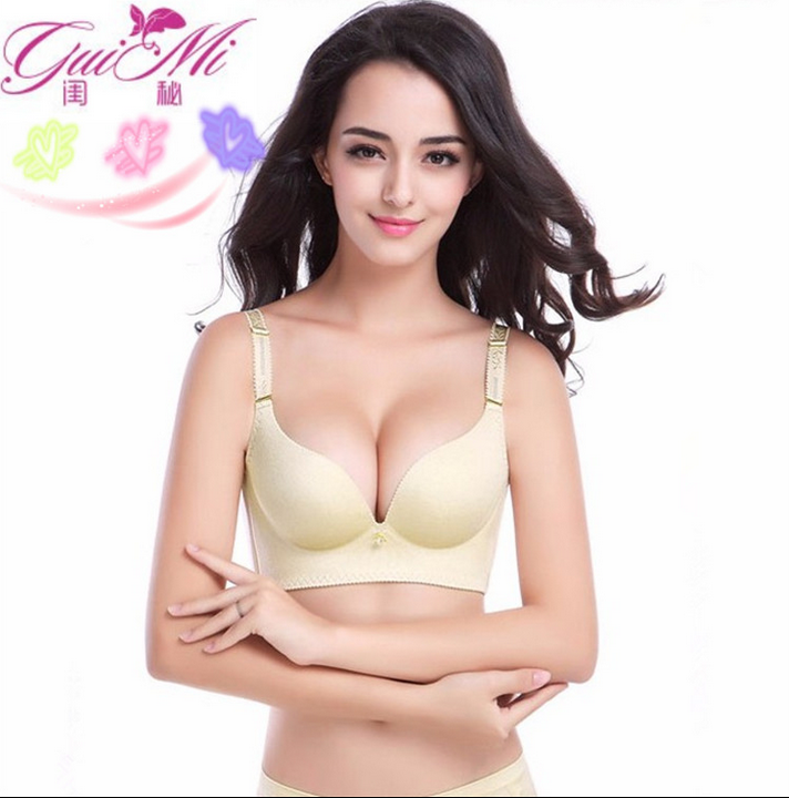 閨秘彪悍款一片式無(wú)痕無(wú)鋼圈文胸性感聚攏調(diào)整型小胸罩光面女內(nèi)衣