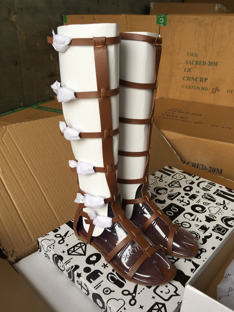 出美國(guó)原單美腿魚(yú)棕色角斗士平底羅馬涼鞋一件代發(fā)實(shí)體批發(fā)出口