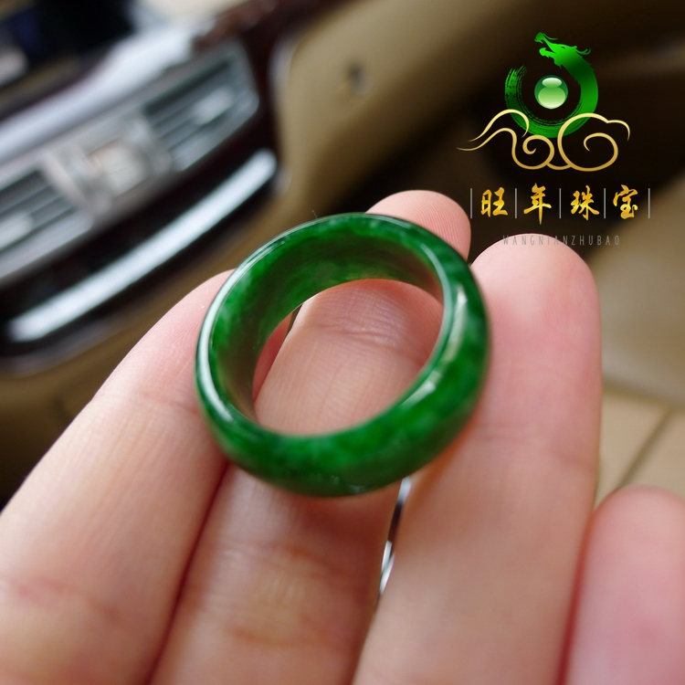 天然緬甸A貨滿綠玉器翡翠戒指陽綠飄花翡翠指環(huán)男女款未鑲嵌戒指